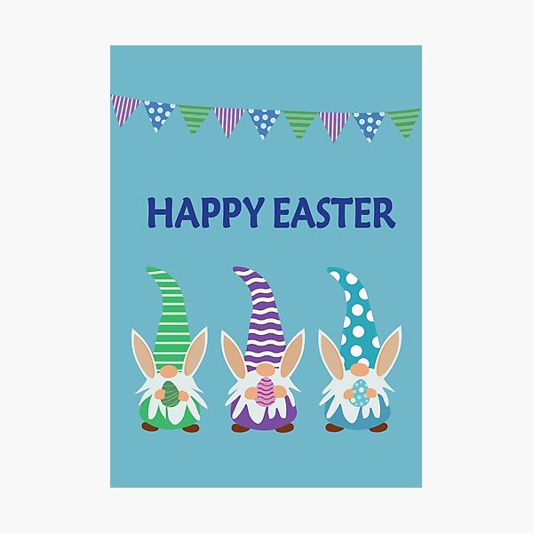 Item preview, Happy Easter Funny  Gnomes  with bunny ears holding eggs  designed and sold by Yasminepatterns .