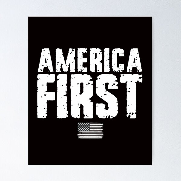 Item preview, America First with USA Flag designed and sold by MugsNGifts.