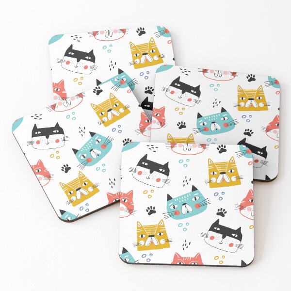 Item preview, Colorful Cute Cat Faces Pattern Adult Cloth Face Mask designed and sold by blackcowgirls.