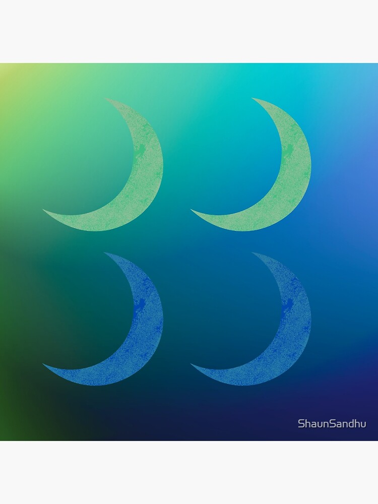 forest-green-and-dark-blue-crescent-moons-in-blue-green-gradient-sky-poster-for-sale-by