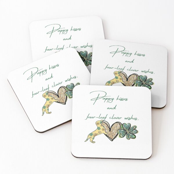 Item preview, Puppy kisses and four-leaf clover wishes designed and sold by Wienerful.