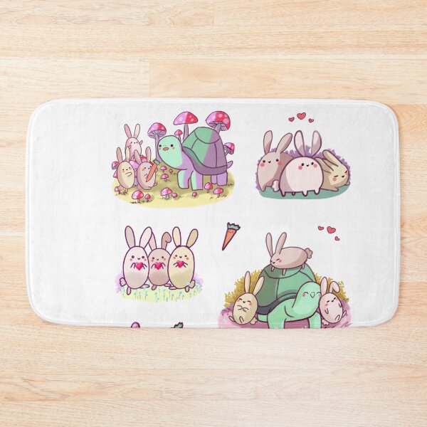 Item preview, Cute bunnies and turtle with mushrooms sticker pack (get in medium or large) designed and sold by Mayarart.