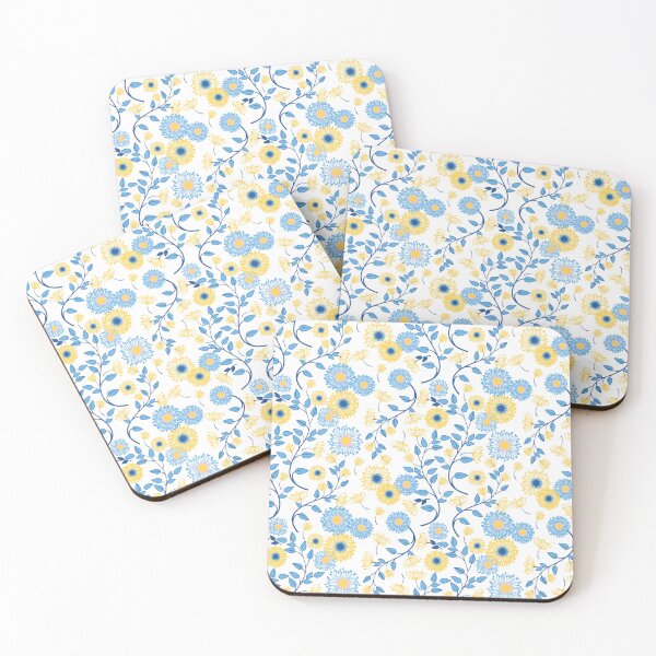 Item preview, Cornflower Blue And Yellow Floral Pattern  designed and sold by blackcowgirls.