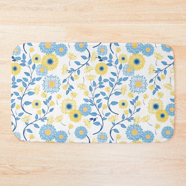 Item preview, Cornflower Blue And Yellow Floral Pattern  designed and sold by blackcowgirls.