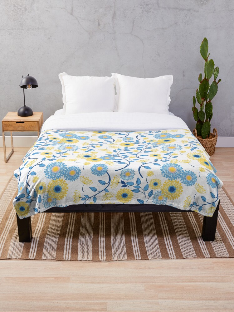 Cornflower Blue And Yellow Floral Pattern