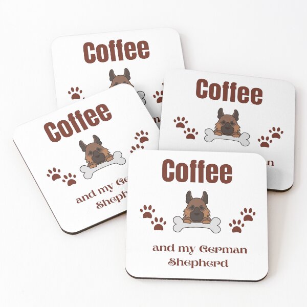 Item preview, Coffee and my german shepherd.  A classic german shepherd lover design. My german shepherd makes me happy. designed and sold by Doggymadness.