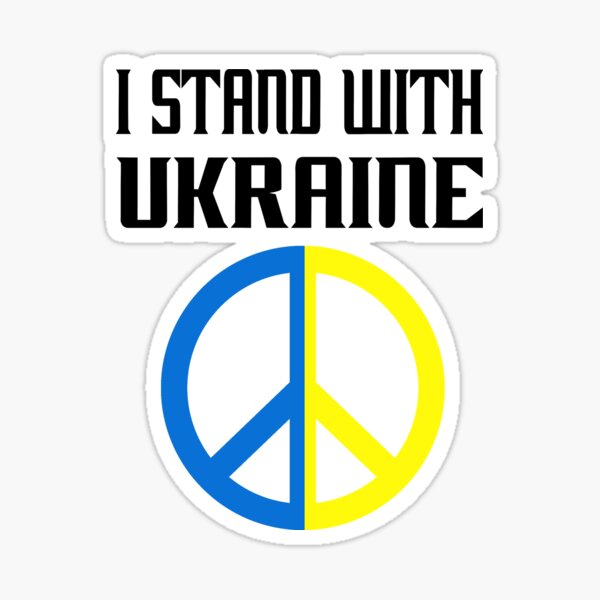 Item preview, I Stand with Ukraine - Peace Symbol with Flag Colors designed and sold by LordAudes.