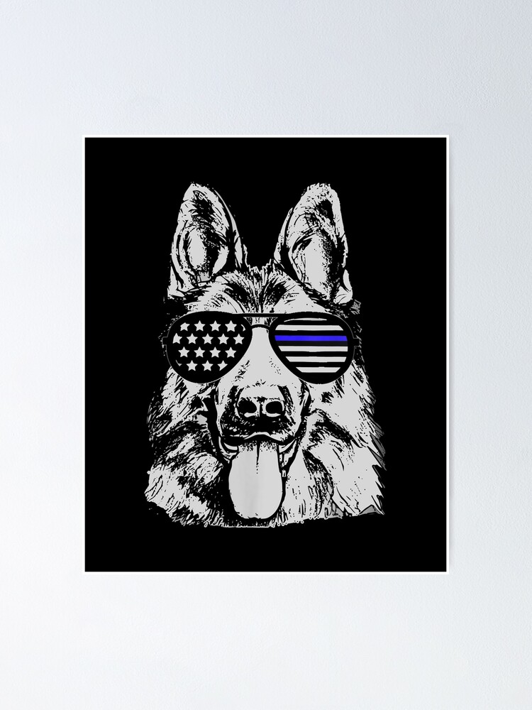 Thin Blue Line Flag K-9 T-Shirt German Shepherd Rough Sketch Thin Blue Line Flag K-9 T-Shirt German Shepherd Rough Sketch