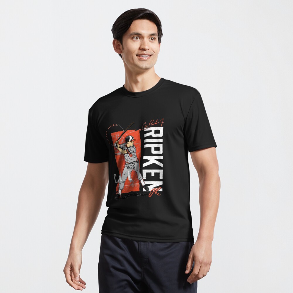 500LVL Cal Ripken Jr. Men's Cotton T-Shirt - Baltimore Baseball Cal Ripken Jr. Baltimore Sketch Wht