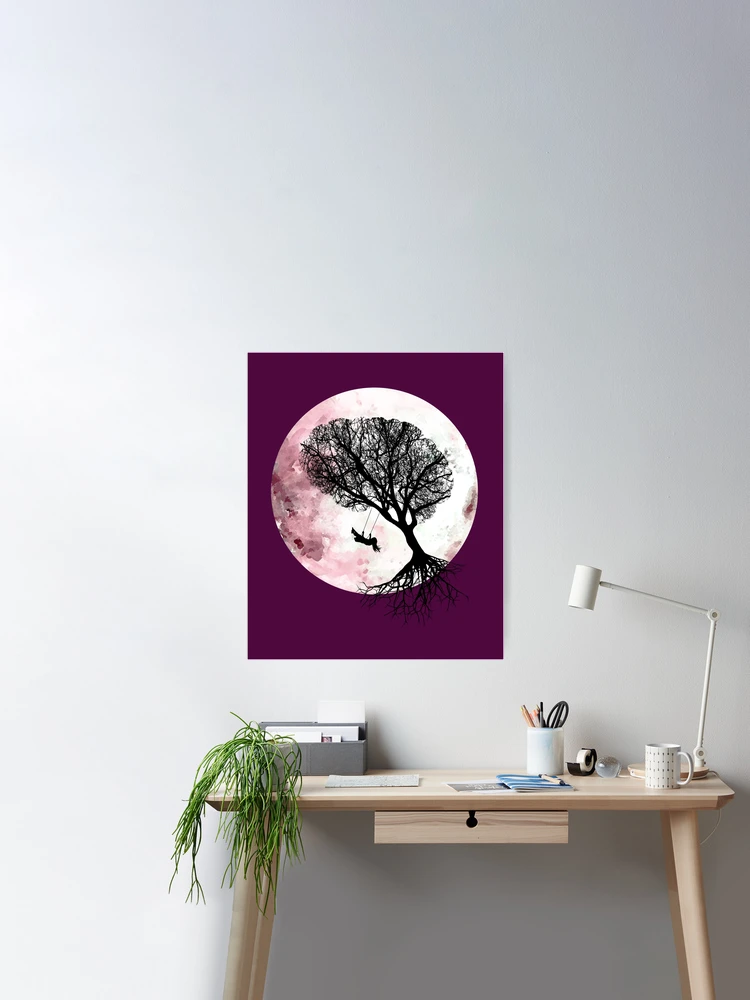 The beautiful Love Tree Sticker Poster, Night Moon Poster