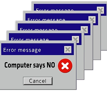 Artwork thumbnail, Computer Says No - Retro Error Message Computer PC by GraphismNinja