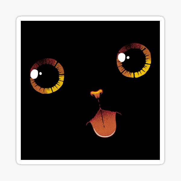 Cute Black Cat Minimalist Tongue by Tobe Fonseca Sticker