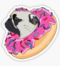 Pug Donut Strawberry Profile Sticker
