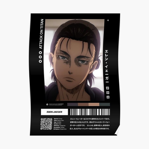 Eren Jaeger Attack On Titan Shingeki No Kyojin S4 V5 Aotern174 Poster By Shounenid Redbubble