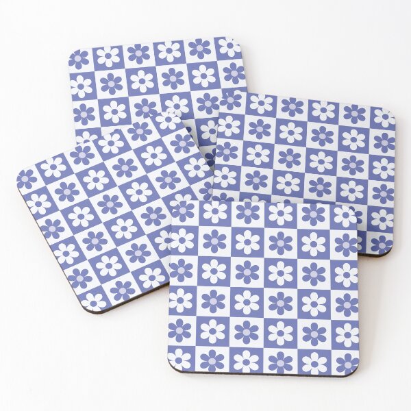 Item preview, Very peri periwinkle and white flowers checkerboard pattern   designed and sold by Yasminepatterns .