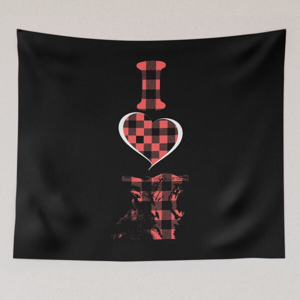 Item preview, I Love Lynxes Heart Shape Red Checkered designed and sold by DerNerd.
