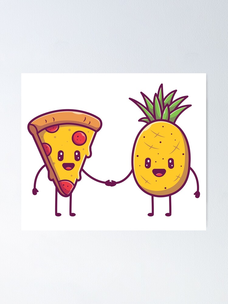 Premium Vector  Funny cartoon character, pizza and pineapple