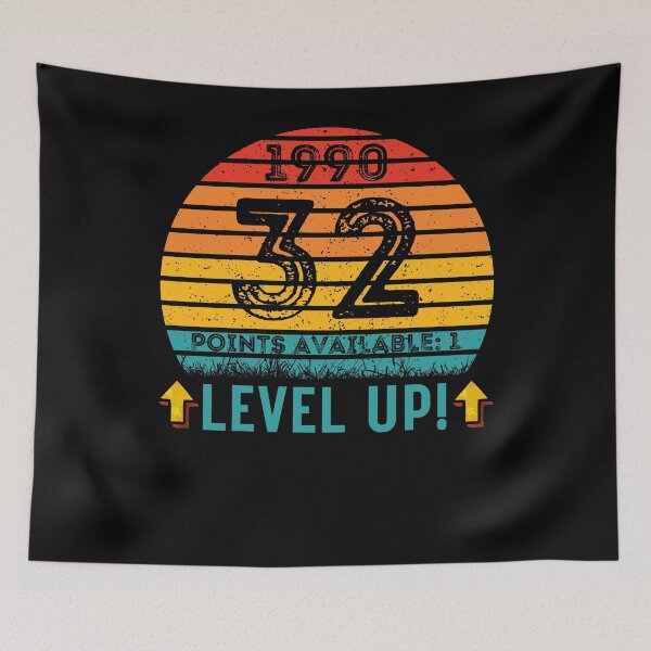 Item preview, 32 Year Old Birthday Gift Level UP 1990 designed and sold by UniqueBPresent.