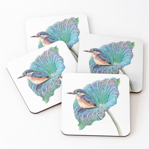 Item preview, Kingfisher on lotusleaf designed and sold by Rainbowcurve.