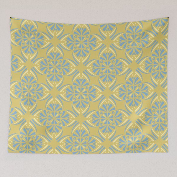 Item preview, Blue and Yellow Quatrefoil Mandala Pattern designed and sold by Allison Stockslager.