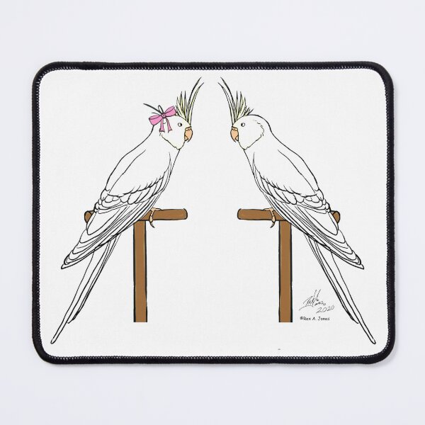 Item preview, Crazy Bird Person with White Faced Lutino Cockatiels designed and sold by Laughing Parrot Studio.