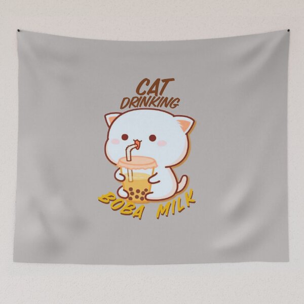 Item preview, Cat drinking Boba milk and Cut smile from cat designed and sold by Ndli.