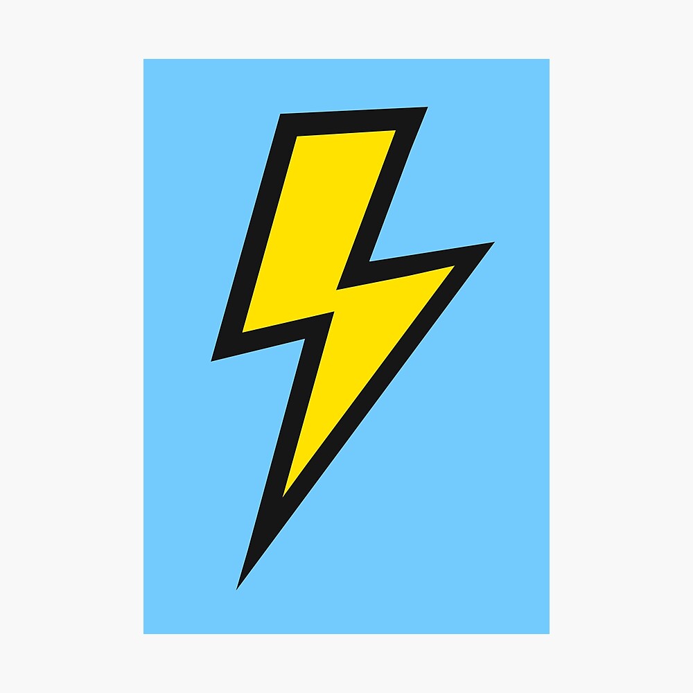 Yellow Lightning Bolts with Bright Blue Background 