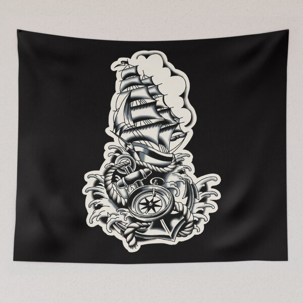 Item preview, Caravel Compass Anchor Tattoo designed and sold by rafaelwolf.