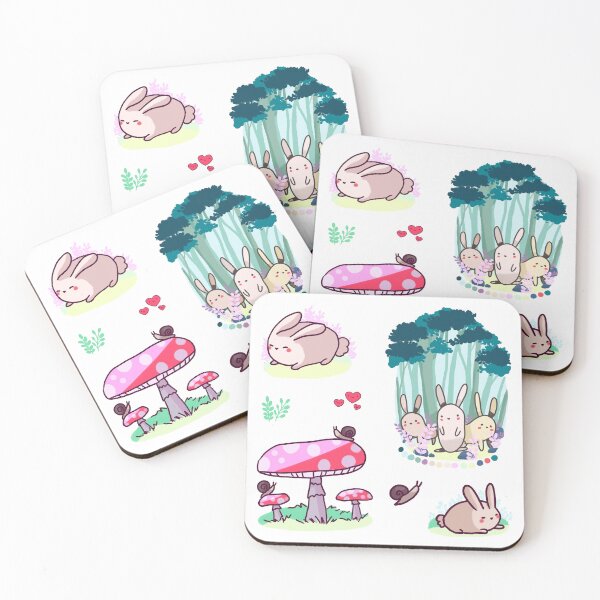 Aperçu de l'œuvre Pack d'autocollants mignons lapins et champignons (prenez en taille moyenne ou grande) créée et vendue par Mayarart.