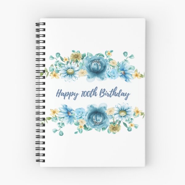 Item preview, Happy 100th Birthday Floral Fancies in Blue and Lemon designed and sold by OByD.