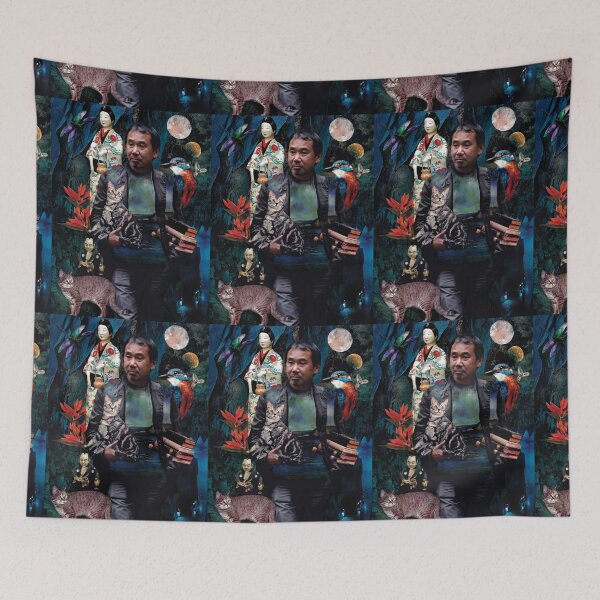 Item preview, Haruki Murakami Japanese Writer Book Novel Cat 1Q84 Norwegian Wood designed and sold by Seruni Artworks.