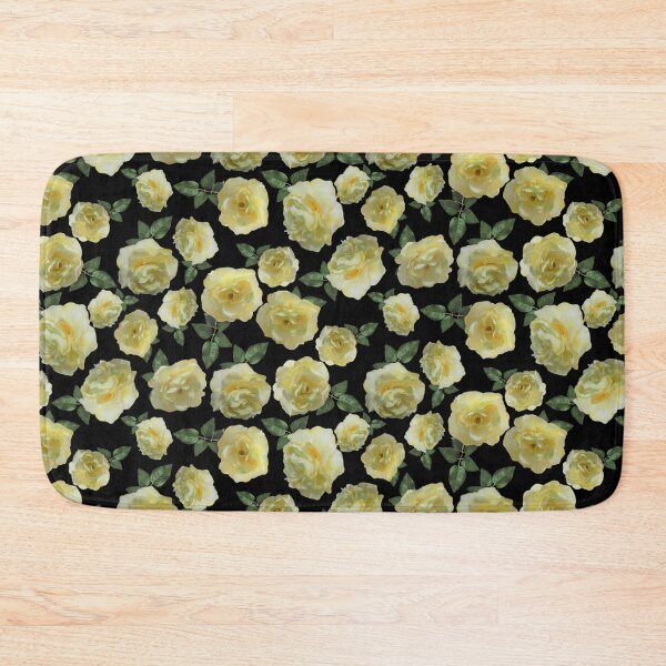 Item preview, Tossed Yellow Roses on Black Half-Drop Repeat 5748 designed and sold by Art in My Loft.