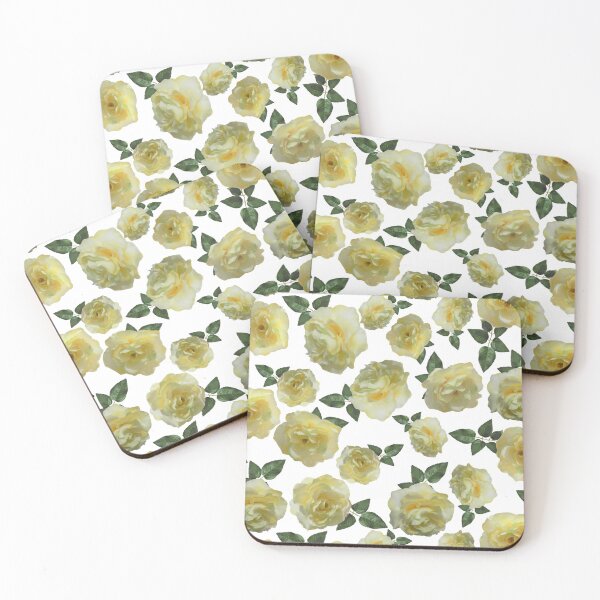 Item preview, Tossed Yellow Roses on White Half-Drop Repeat 5748 designed and sold by Art in My Loft.