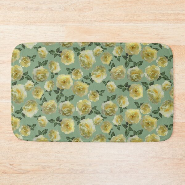 Item preview, Tossed Yellow Roses on Soft Green Half-Drop Repeat 5748 designed and sold by Art in My Loft.