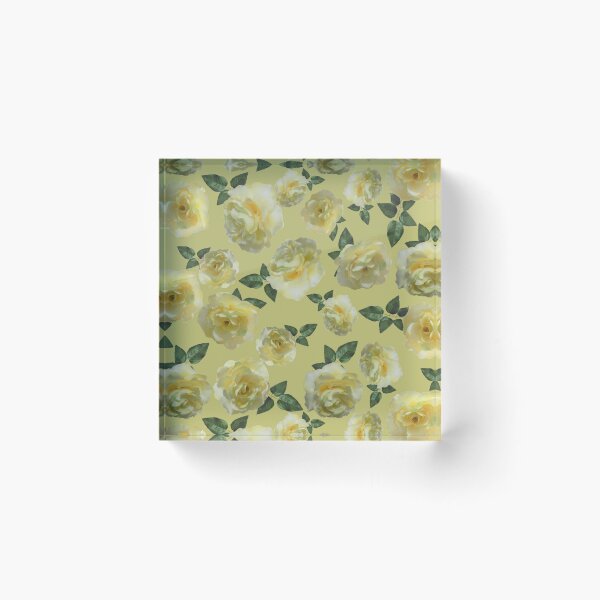 Item preview, Tossed Yellow Roses on Soft Yellow Green Half-Drop Repeat 5748 designed and sold by Art in My Loft.