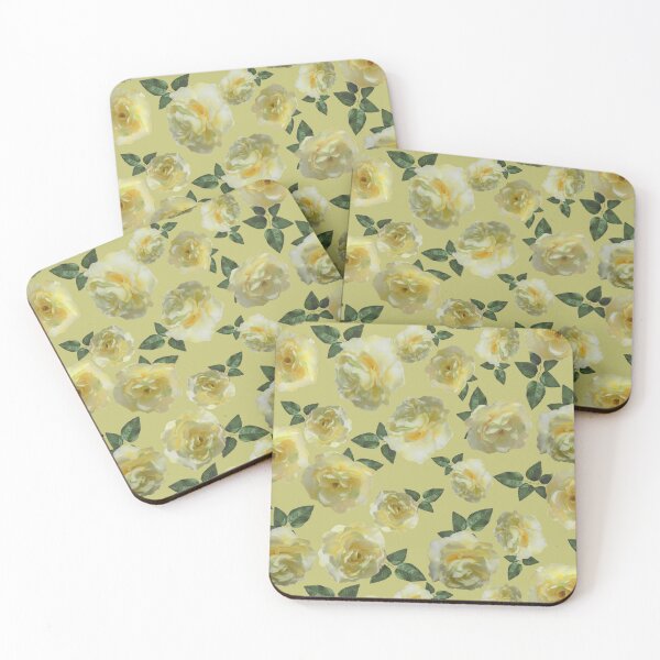 Item preview, Tossed Yellow Roses on Soft Yellow Green Half-Drop Repeat 5748 designed and sold by Art in My Loft.
