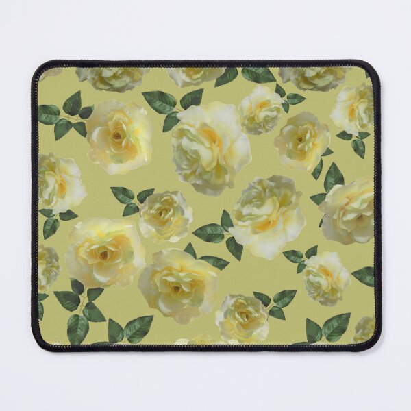 Item preview, Tossed Yellow Roses on Soft Yellow Green Half-Drop Repeat 5748 designed and sold by Art in My Loft.