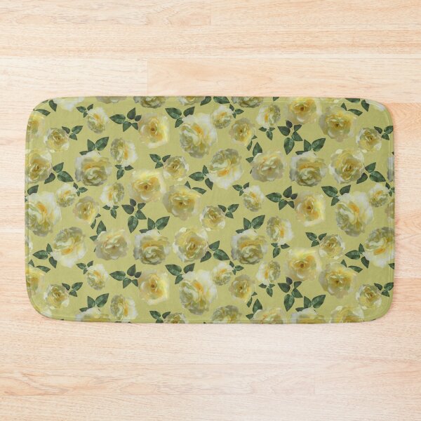 Item preview, Tossed Yellow Roses on Soft Yellow Green Half-Drop Repeat 5748 designed and sold by Art in My Loft.