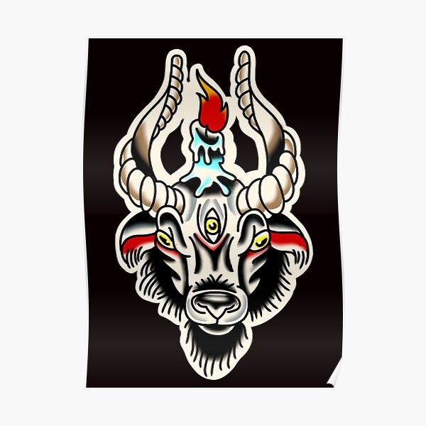 "Goat Devil Traditional Tattoo" Poster for Sale by rafaelwolf Redbubble