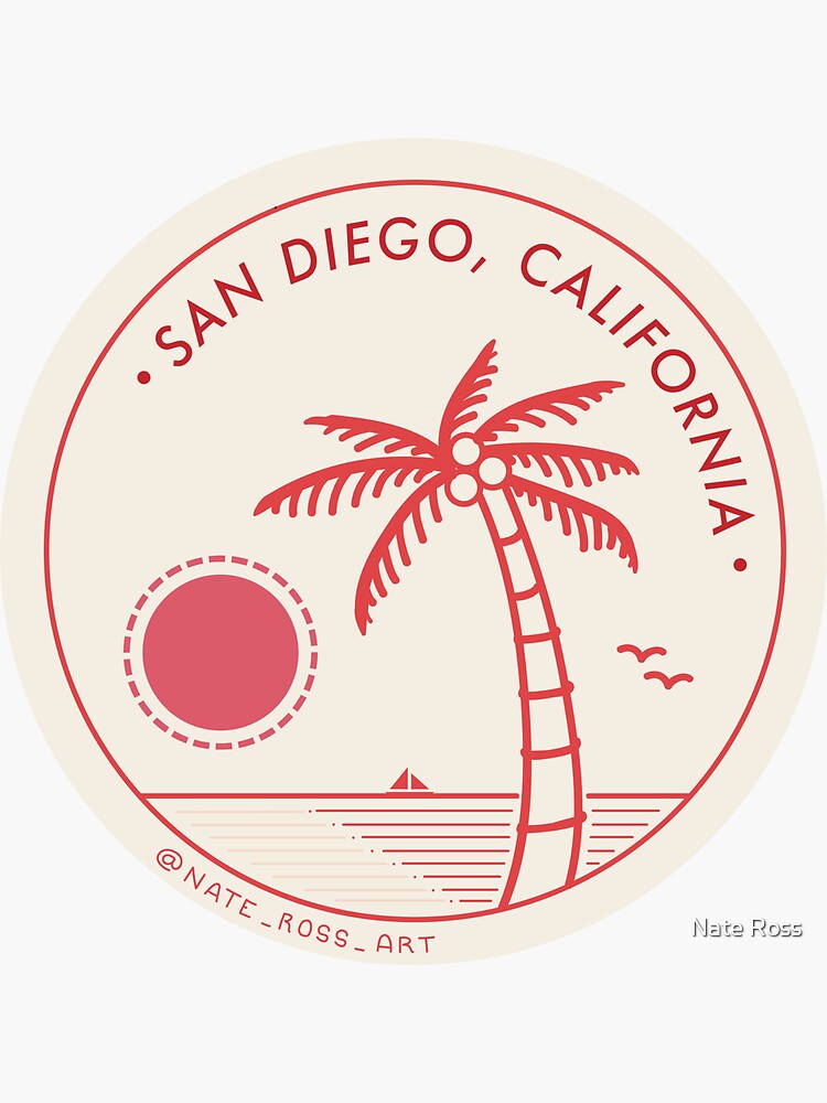 Thumbnail 3 of 3, Sticker, San Diego, California designed and sold by nateross.