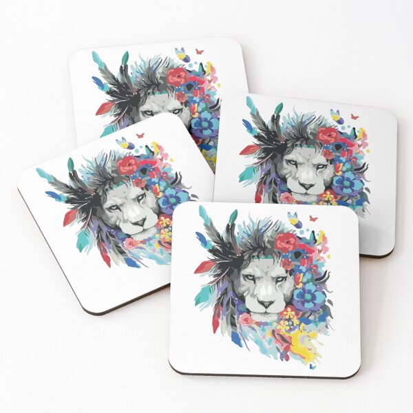 Item preview, Oil painting Multicolored floral lion design. designed and sold by Bonobofy.
