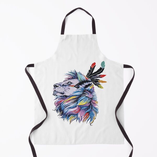 Item preview, Oil painting Multicolored floral lion with indian feather design. designed and sold by Bonobofy.