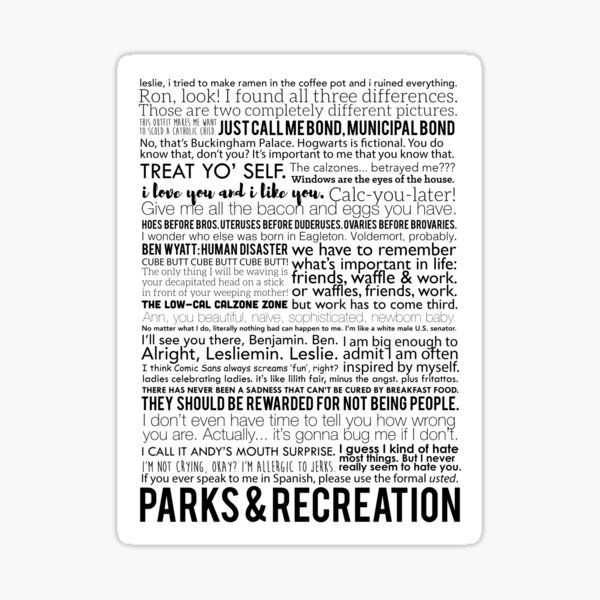 "Parks and Recreation Quotes" Sticker by etaka | Redbubble