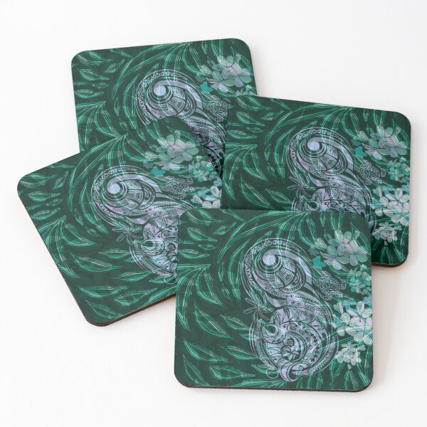 Item preview, Abstract Hawaiian Tropical With Blue Tribal Overlay  designed and sold by sunnthreads.