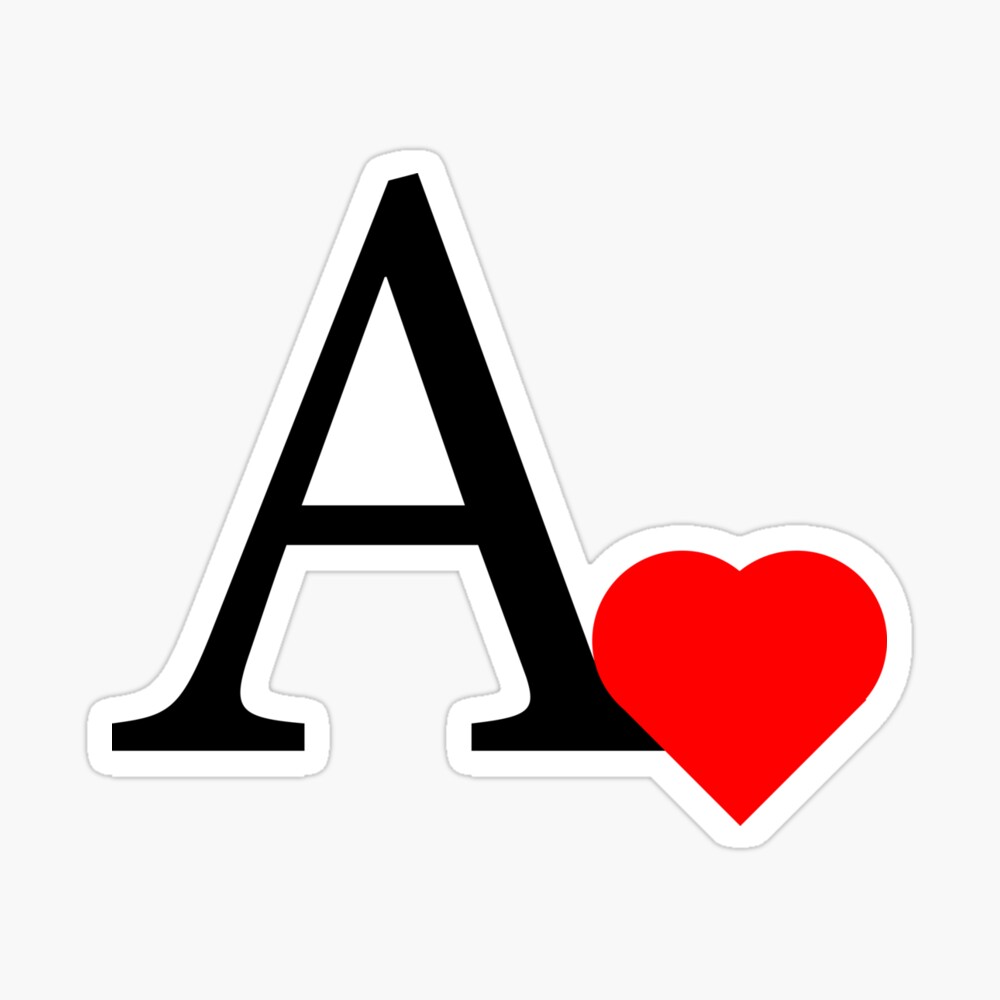 Letter A with a red heart | Initial A with a heart