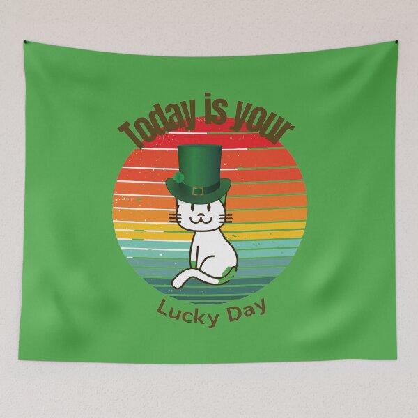 Item preview, Today is your lucky day - Irish Cat with Grunge Sunset - saint patricks day designed and sold by Mechanical-Artt.