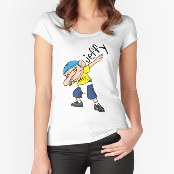 SML Jeffy - what doing Jeffy Black Fitted Scoop T-Shirt