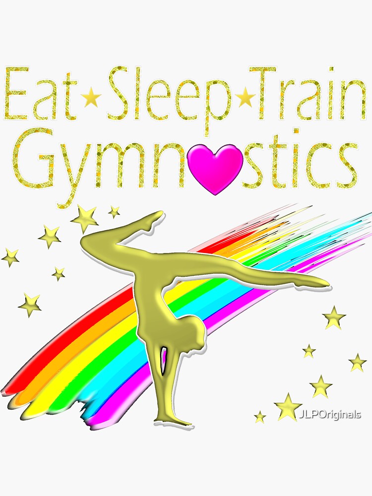 Vibrant Eat Sleep Train Gymnastics Design Sticker For Sale By