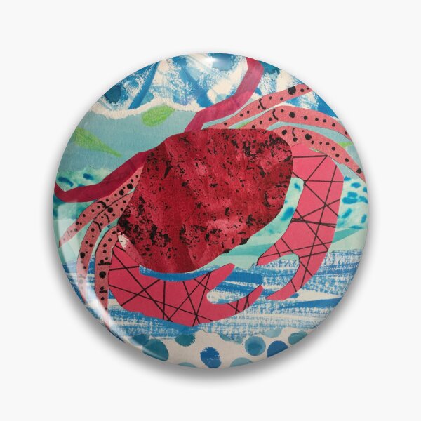 Collage Crab by Nancy Salus Pin