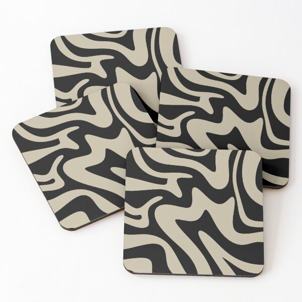 Item preview, Retro Liquid Swirl Abstract Pattern Black & Taupe designed and sold by scorpiolane.